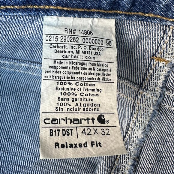 Carhartt Men's Relaxed Fit Heavyweight Cotton Jeans, Size‎ W42 x L32, Dark Stone - Picture 10 of 12